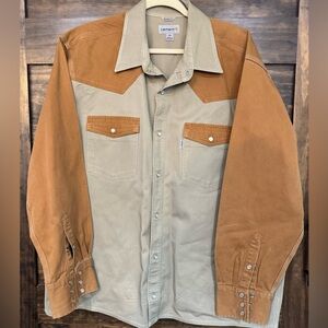 Carhartt’s Men Heavy Duty 2-Toned Pearl Snap Work Shirt